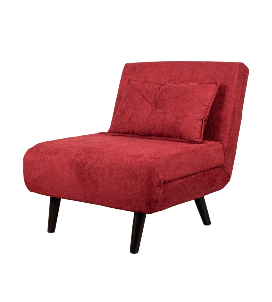 POLTRONA LETTO "QUEEN" IN TESSUTO BURGUNDY, 77x77X85 CM
